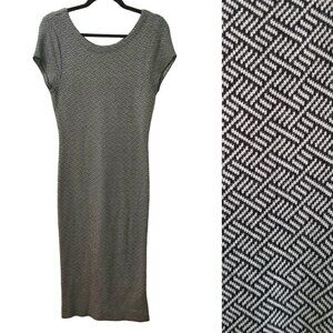 ZARA Knit Sz Large Sweater Dress Midi Black & White Business Casual Versatile